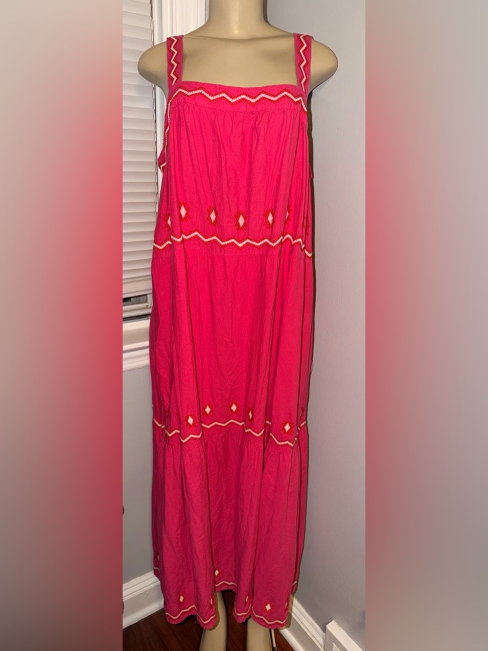 LOFT Hot Pink Embroidered Maxi Dress - Picture 6 of 8